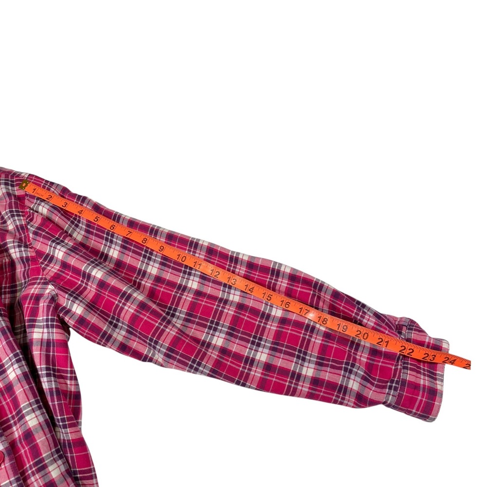 LL Bean L Pink Plaid Fleece Lined Flannel Shirt Jacket Gorpcore Cabin Outdoor - Picture 5 of 9